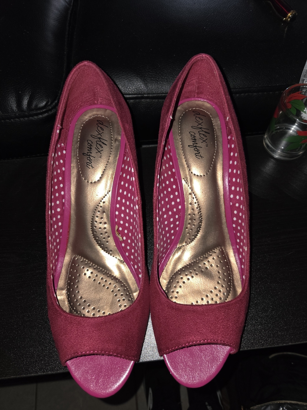 Dexflex Comfort Women’s Pink Peep-Toe Wedges